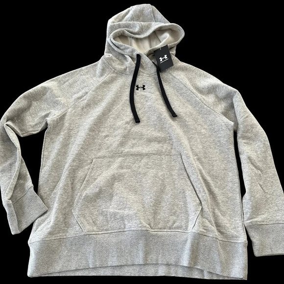 NWT Under Armour Womens Large Rival Fleece HB Hoodie Sweatshirt Gray Loose Fit L - Picture 4 of 5